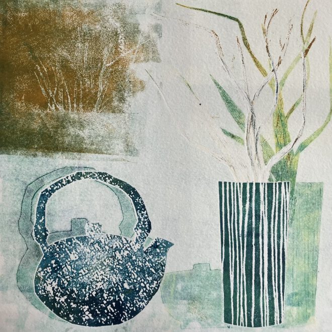 Blue Teapot with Shadow (Beverly Bevis)